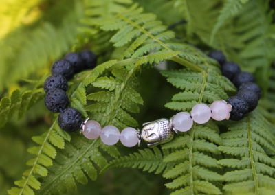 Quartz rose & pierre de lave